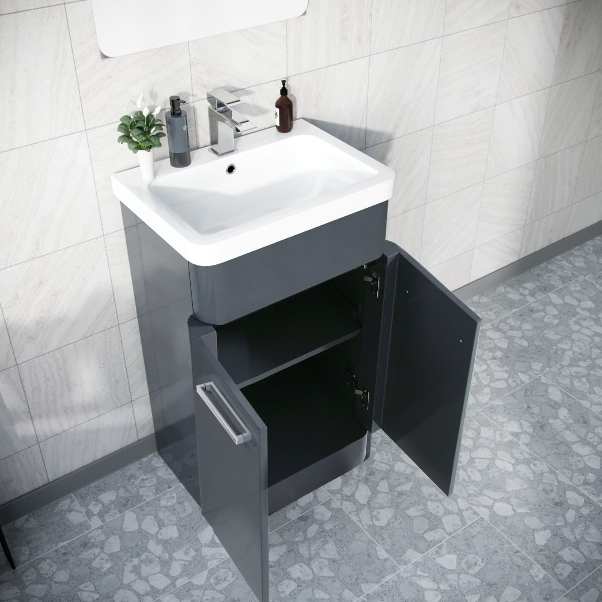 ASHFORD 500 Anthracite Ceramic Basin - 500w x 840h x 385d