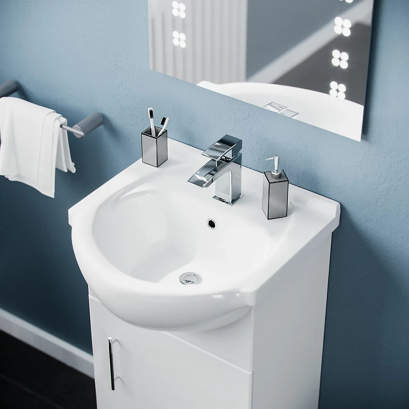CHELSEA 450 White Ceramic Basin - 450w x 836h x 440d