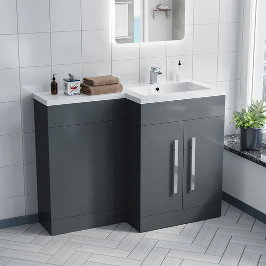 CAPRI 1100 Right Anthracite Bathroom Resin Basin - 1100w x 820h x 450d