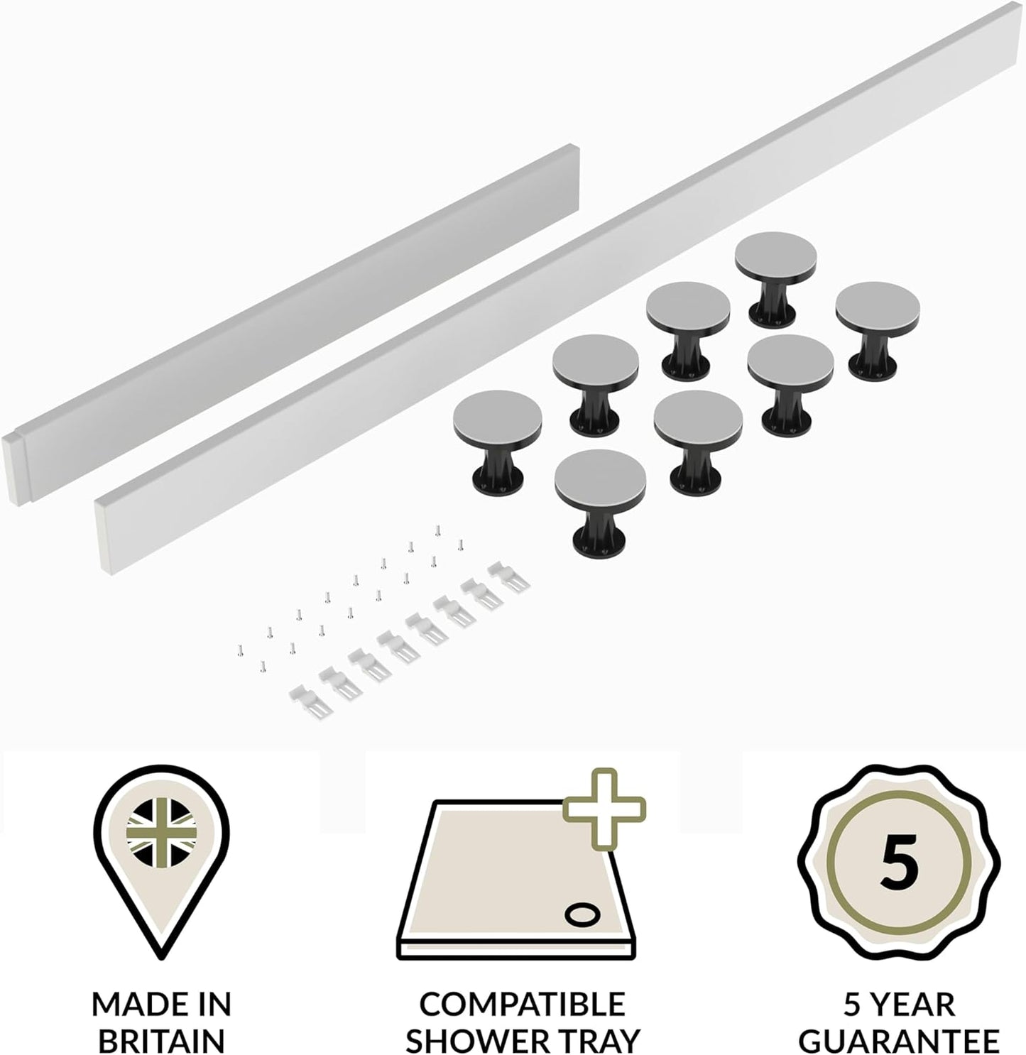 Premium Leg Set for 1100-1200mm Rectangular Shower Trays – Adjustable Chrome & Black Kit