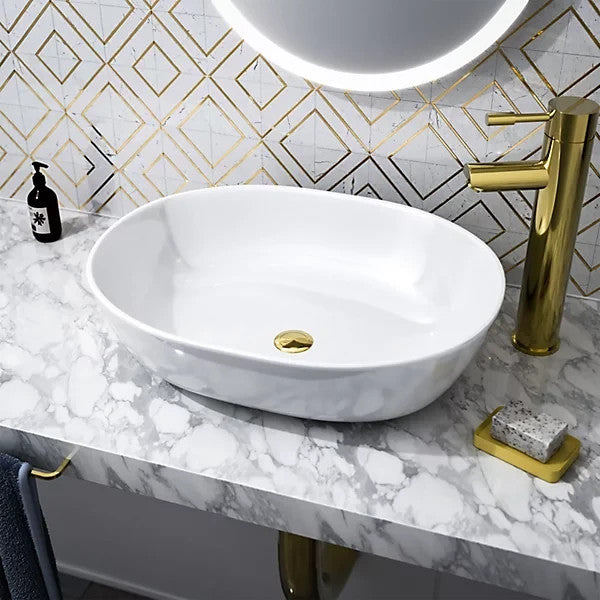 Countertop Basin White 480w x 135h x 350d - Waste Not Included