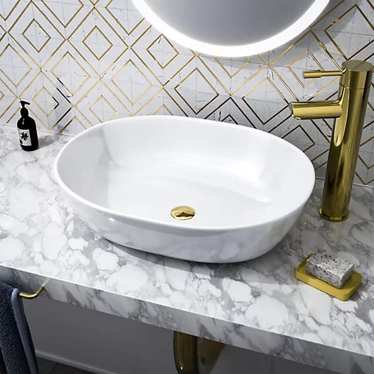 Countertop Basin White 480w x 135h x 350d - Waste Not Included