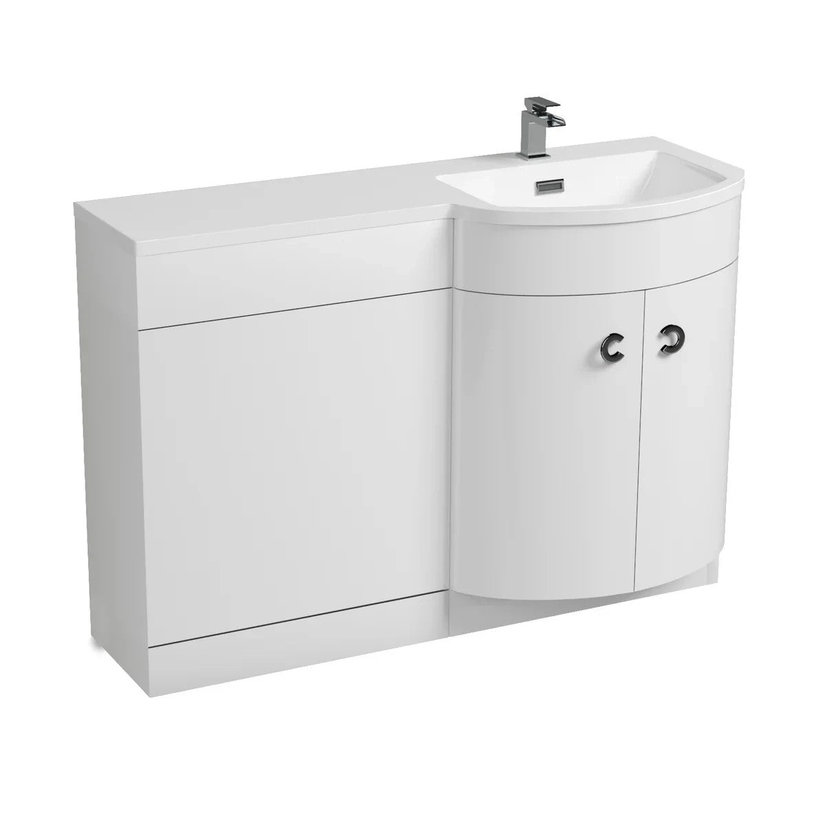 PARIS 1100 Right White Bathroom Resin Basin - 1100w x 825h x 460d