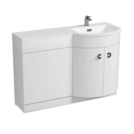 PARIS 1100 Right White Bathroom Resin Basin - 1100w x 825h x 460d