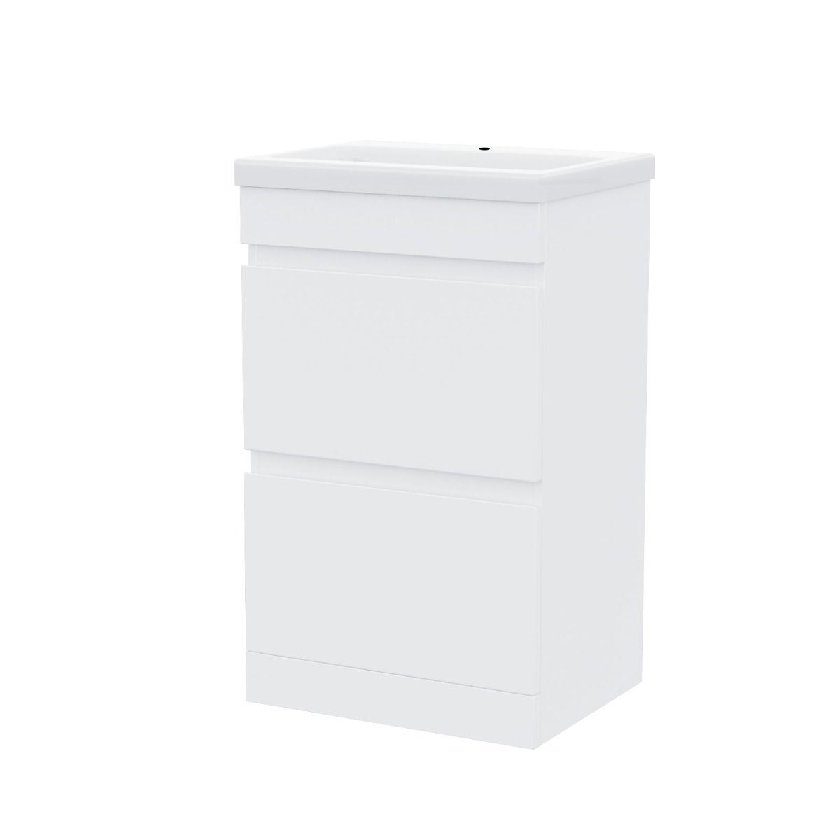PVC Vanity 500 Floorstanding Twin Drawer Vanity Ceramic Basin 610w x 840h x 395d