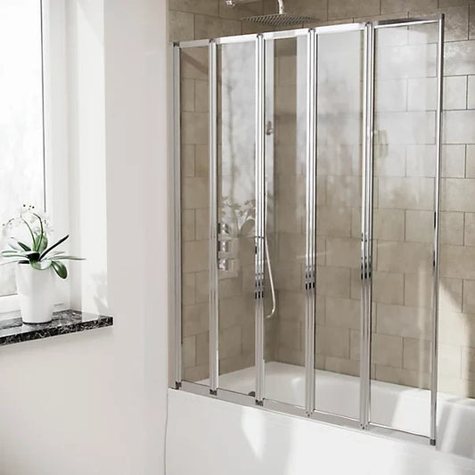5 Folding Bath Screen 1200mm 4mm Thick Adjustment size 1190-1205 - 1200 x 1400mm