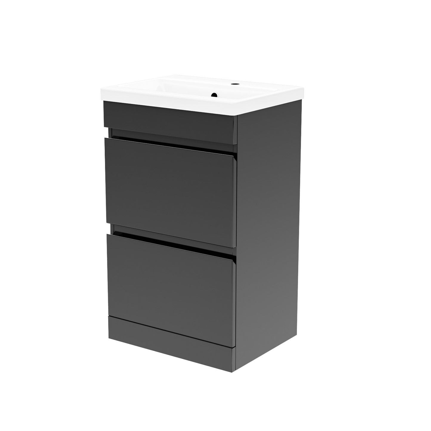 HARROW 500 Floorstanding Twin Drawers Anthracite Ceramic Basin 510w x 840h x390d