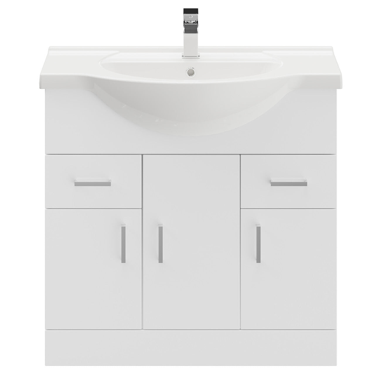 CHELSEA 850 White Vanity Unit with Ceramic Basin (855w x 836h x 485d)