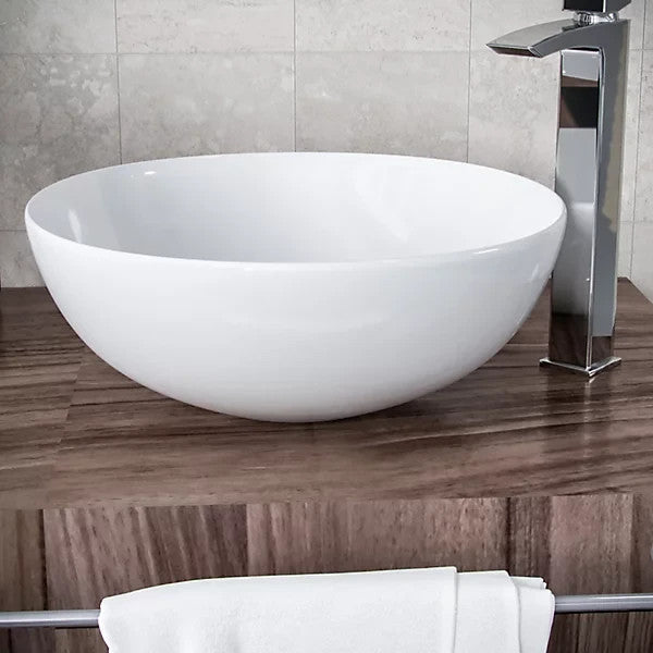 Round Countertop Basin White 420w x 160h x 420d - Waste Not Included