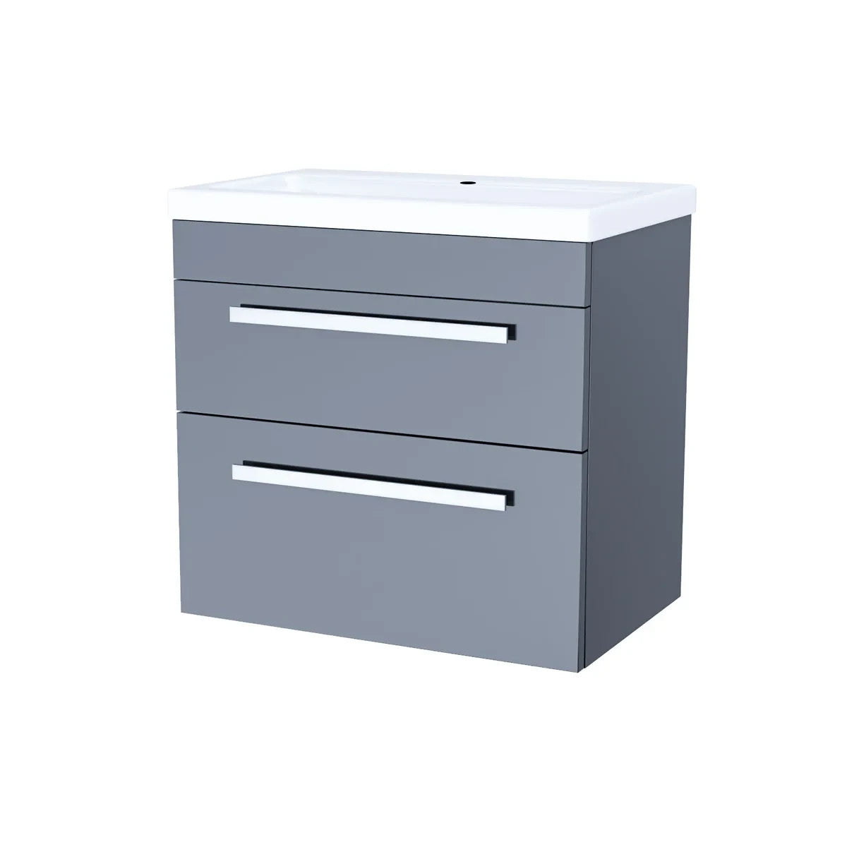 DEVON 600 Wall Hung Twin Drawers Matt Grey Ceramic Basin - 610w x 585h x 395d