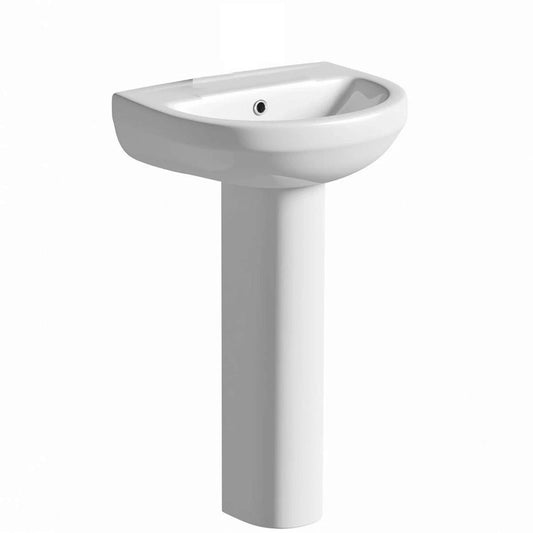 Aura Wall Mounted Freestanding 1 tap Hole Full Pedestal Basin - White 450w X 830h X 400d