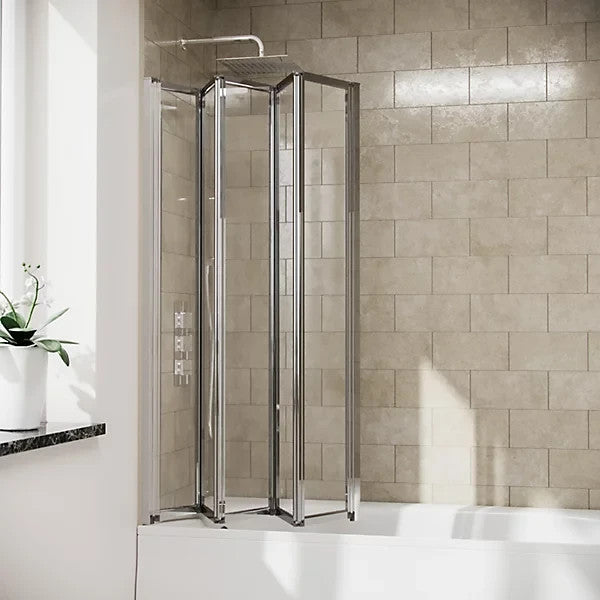 5 Folding Bath Screen 1200mm 4mm Thick Adjustment size 1190-1205 - 1200 x 1400mm