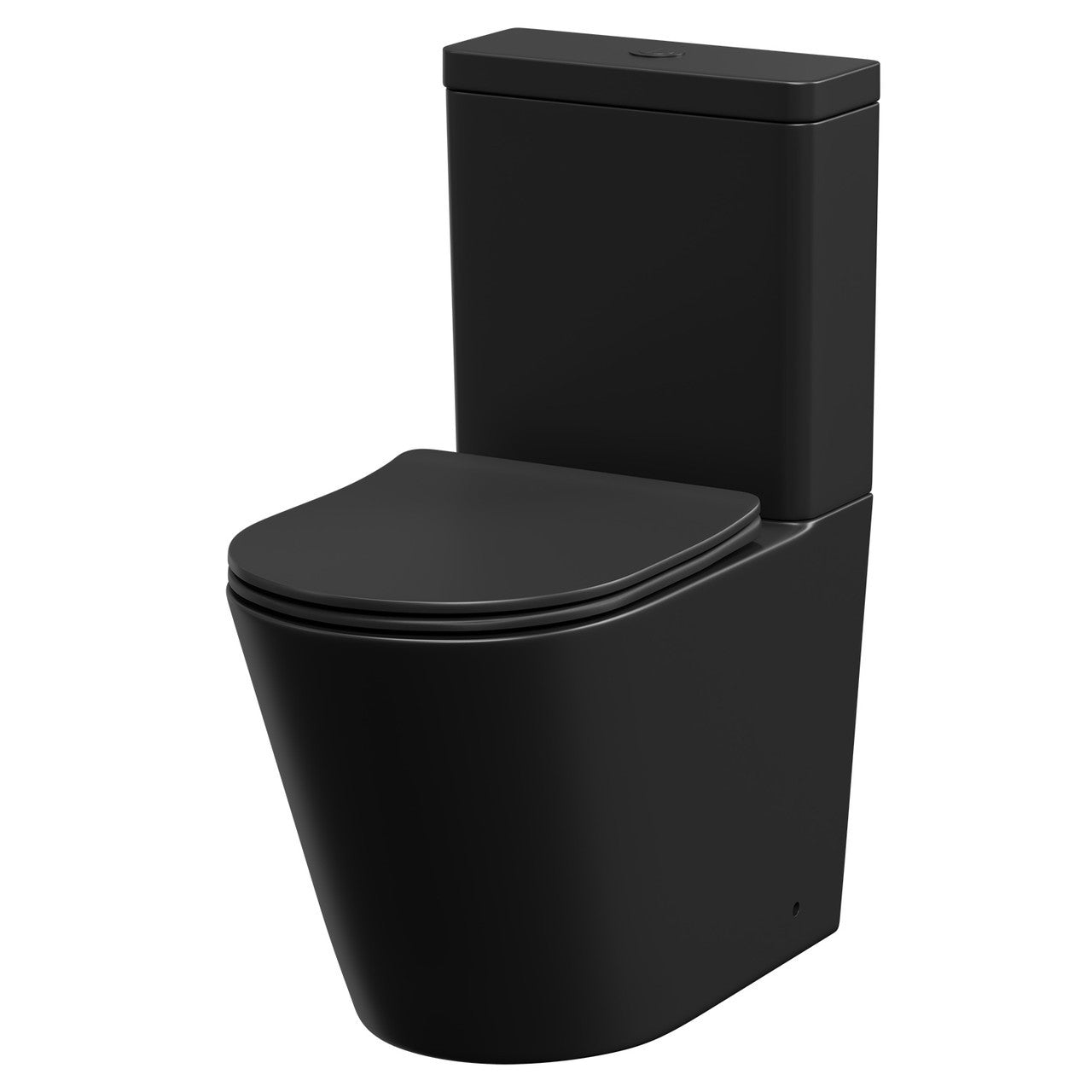 Raven Rimless round Close Coupled Toilet & Soft Close Seat Matt Black 370w x390h x620d