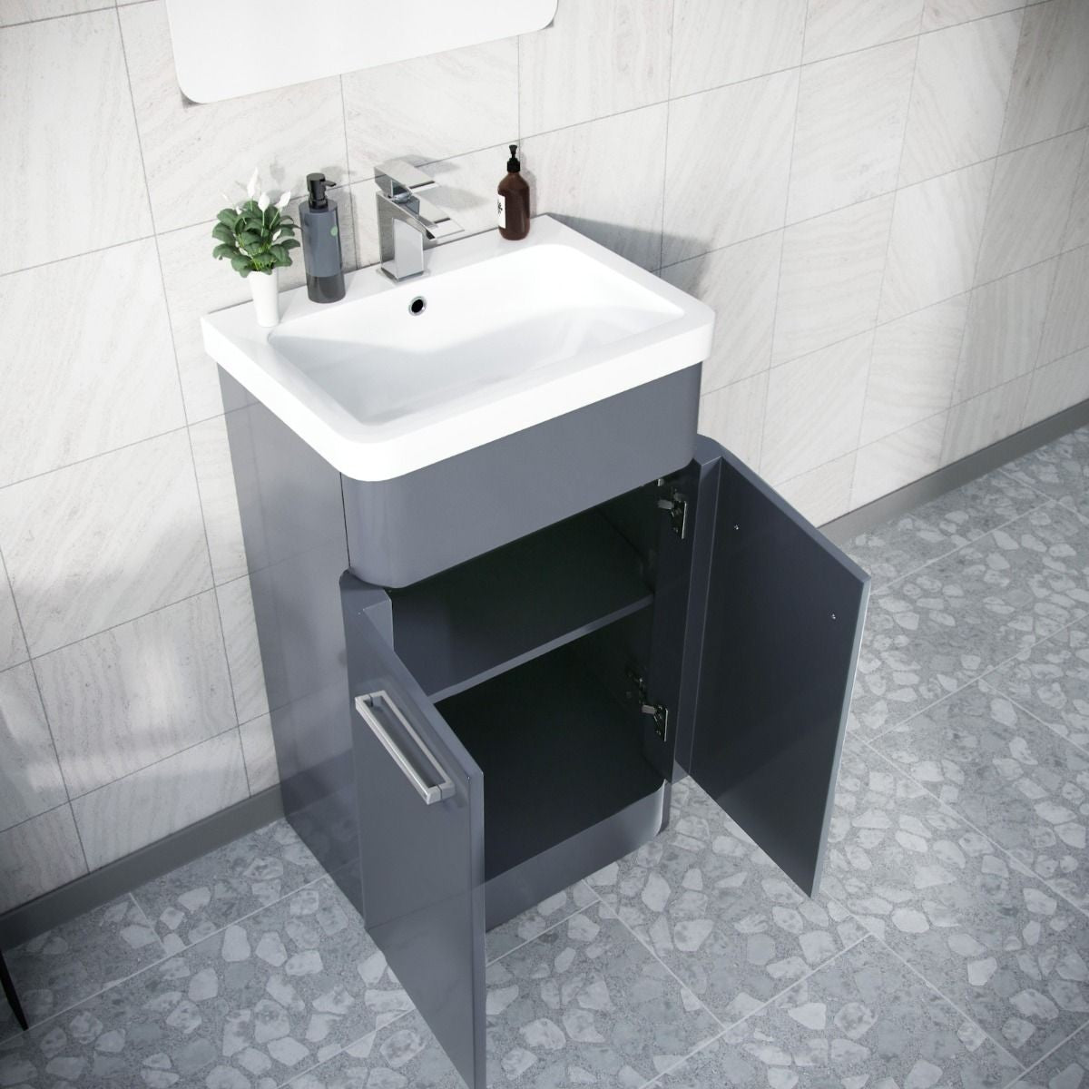 ASHFORD 500 Free Standing Matt Grey Ceramic Basin - 500w x 840h x 385d
