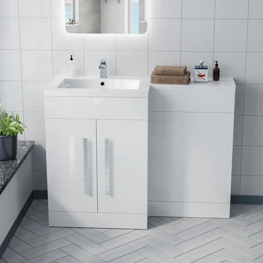 CAPRI 1100 Left White Bathroom Resin Basin - 1100w x 820h x 450d