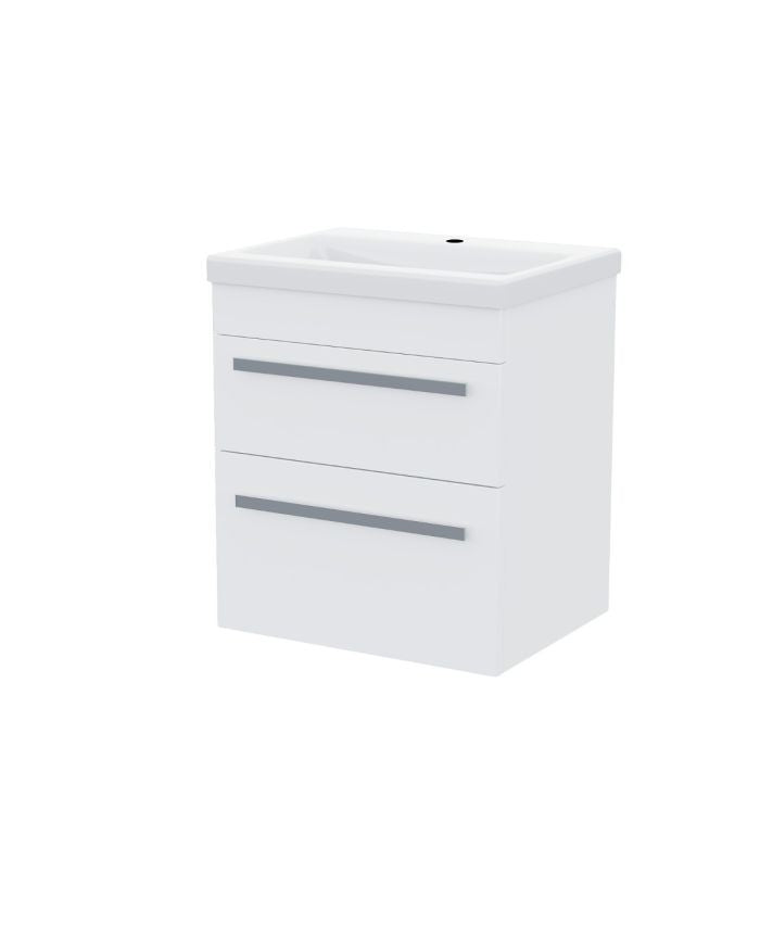 DEVON 500 Wall Hung Twin Drawers White Anthracite Basin - 510w x 550h x 390d