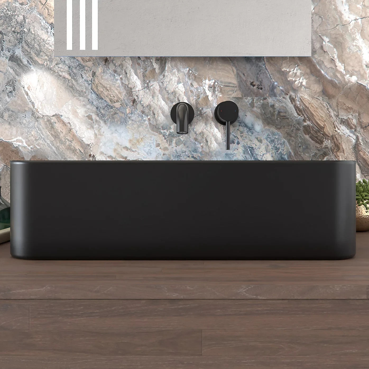 Countertop Basin Matt Black 375w x 135h x 490d - Waste Not Included