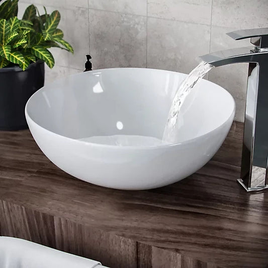 Round Countertop Basin White 420w x 160h x 420d - Waste Not Included