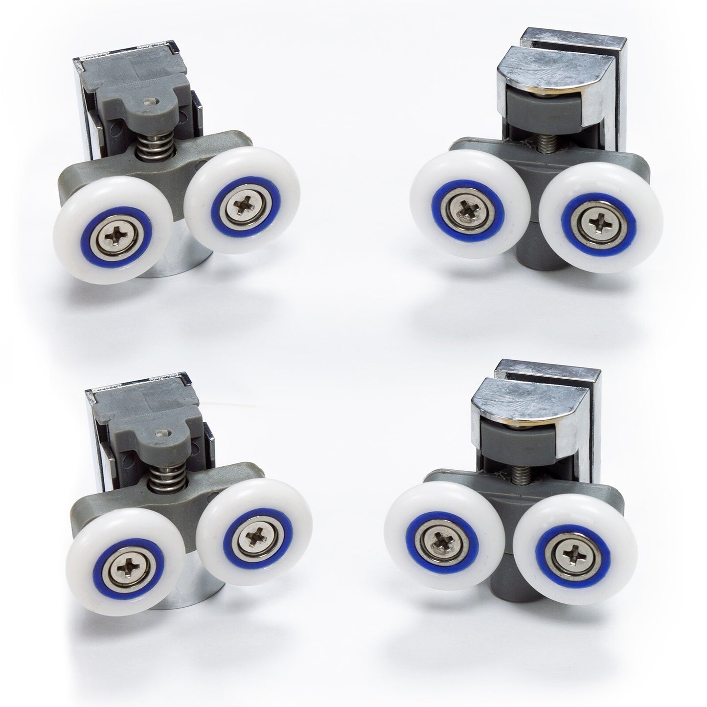 Nylon Double Wheel Set – Chrome | 2 Upper & 2 Bottom Rollers (Per Pair)