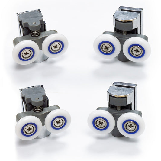 Nylon Double Wheel Set – Chrome | 2 Upper & 2 Bottom Rollers (Per Pair)