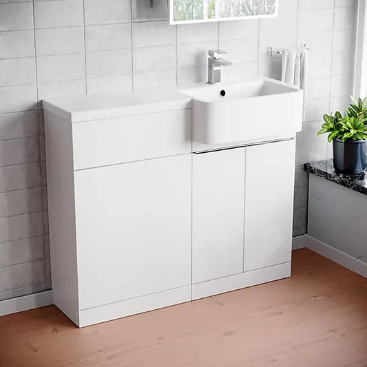 PRELIM 1000 Right Freestanding White Resin Basin - 996w x 845h x 380d