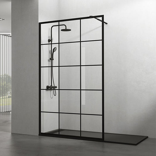MARINA 8 Wet Room Shower Screen 8mm Black Grid