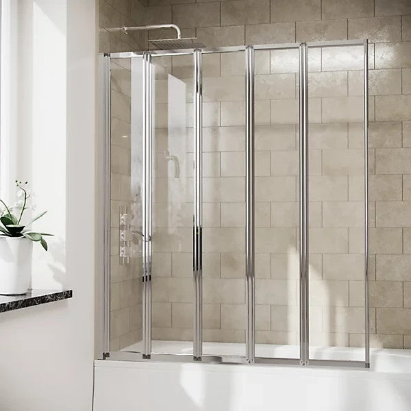 5 Folding Bath Screen 1200mm 4mm Thick Adjustment size 1190-1205 - 1200 x 1400mm