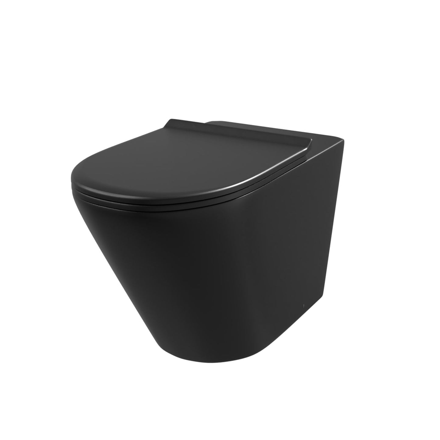 Raven Rimless round back to Wall Hung Toilet with Soft Close Seat Matt Black 360w x 405h x 545d