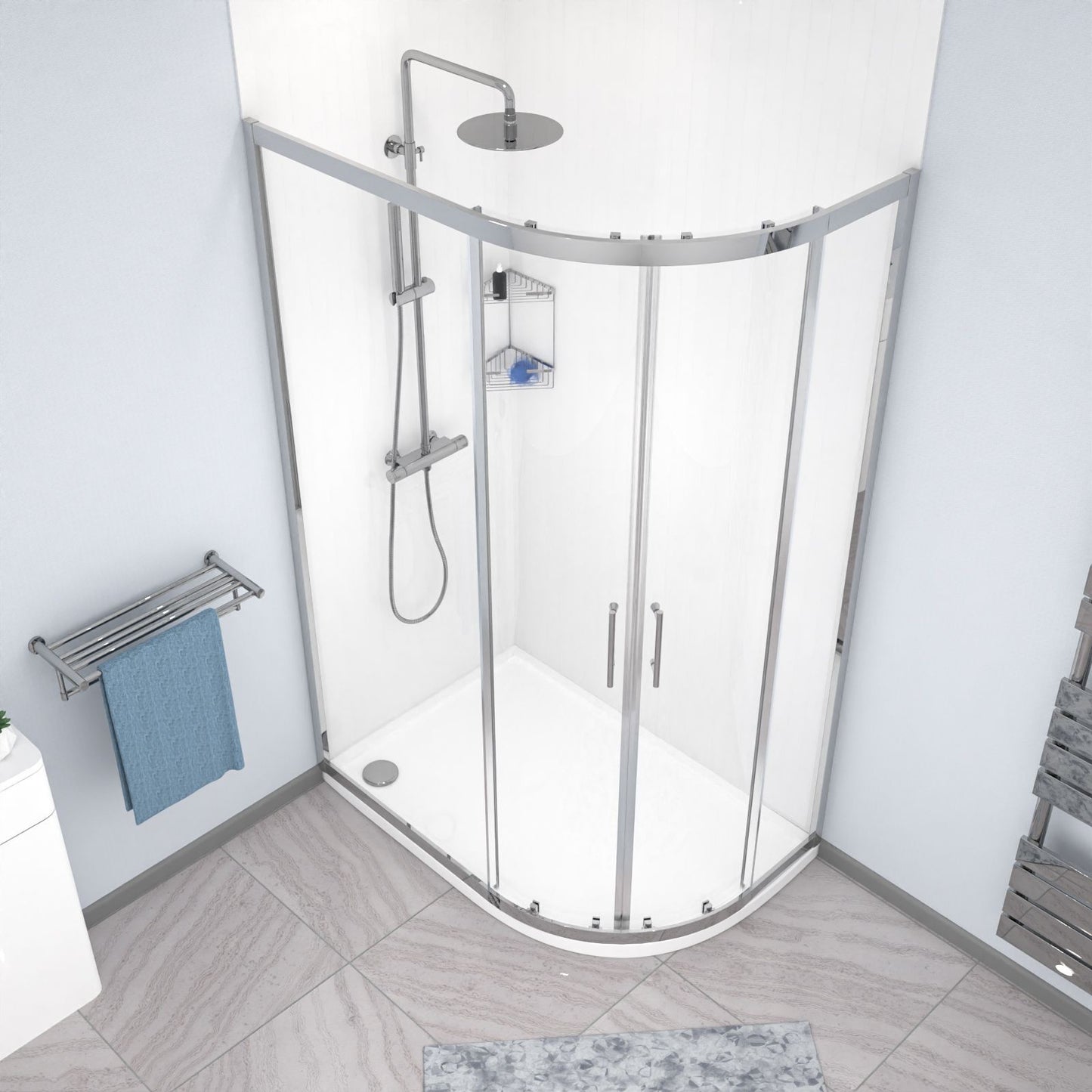 MARINA 6 Quadrant Quadrant Corner Shower 6mm Clear Glass Chrome