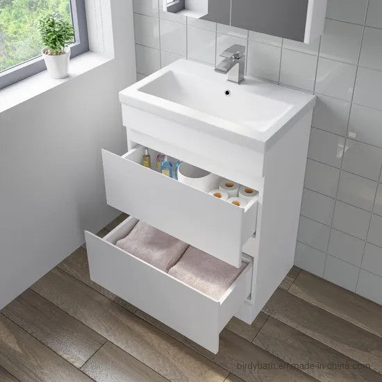 HARROW 800 Floorstanding Twin Drawer White Ceramic Basin 800w x 835h x 395d
