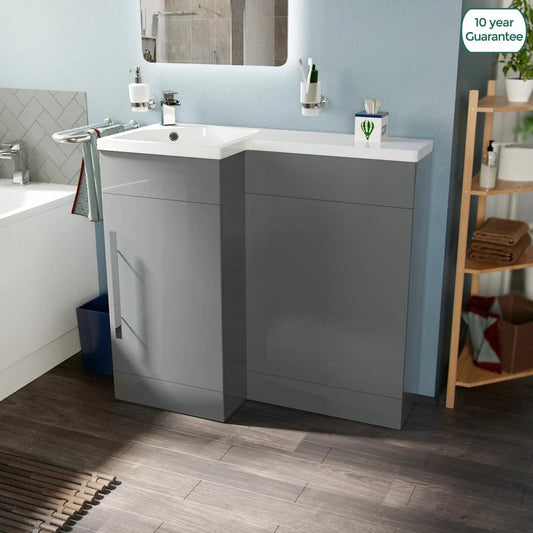 HARRIS 900 Left Matt Grey Bathroom Resin Basin - 900w x 840h x 380d