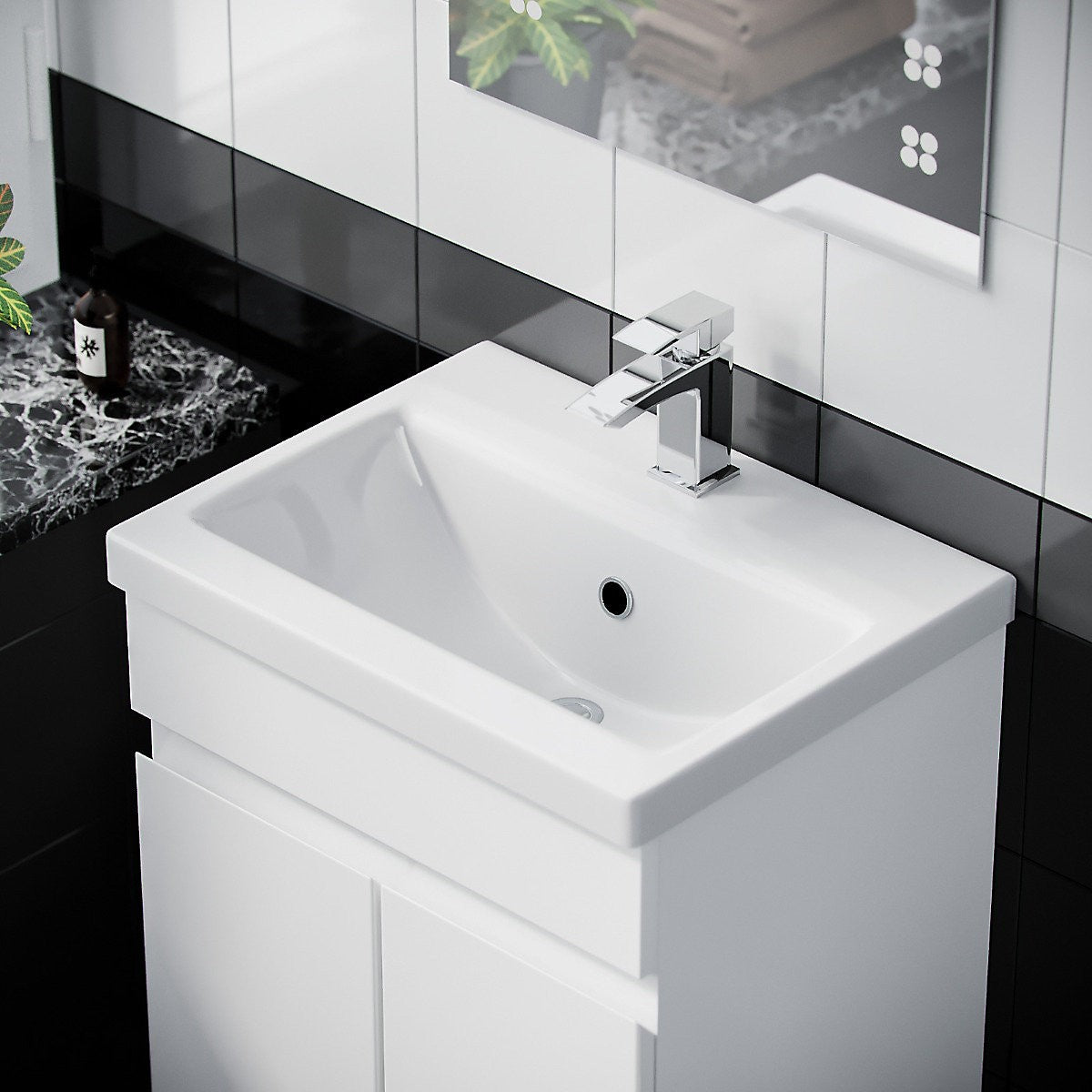 PVC Vanity 500 Floorstanding Waterproof Vanity Ceramic Basin 510w x 840h x 395d