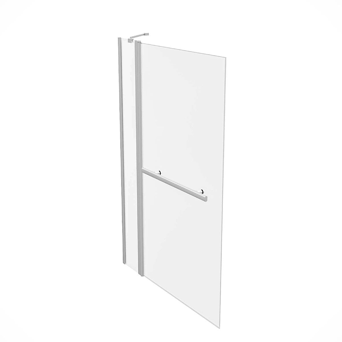 Square Edge Bath Screen with Double Panel & Towel Bar • 6mm Thick - 1000 x1400mm