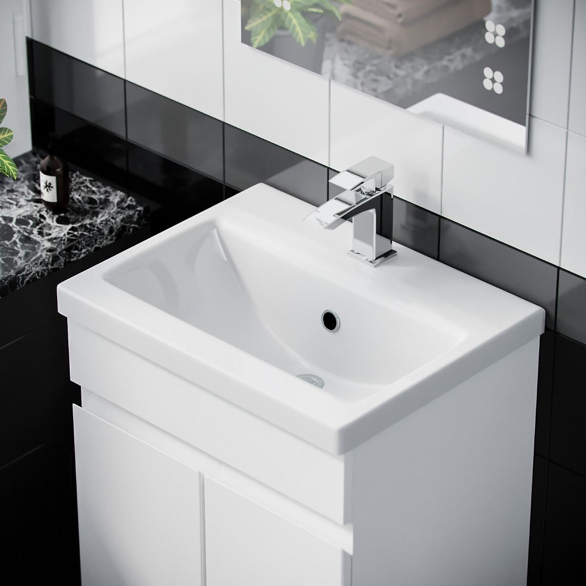 HARROW 600 Floorstanding Doors White Ceramic Basin – 605w x 815h x 395d