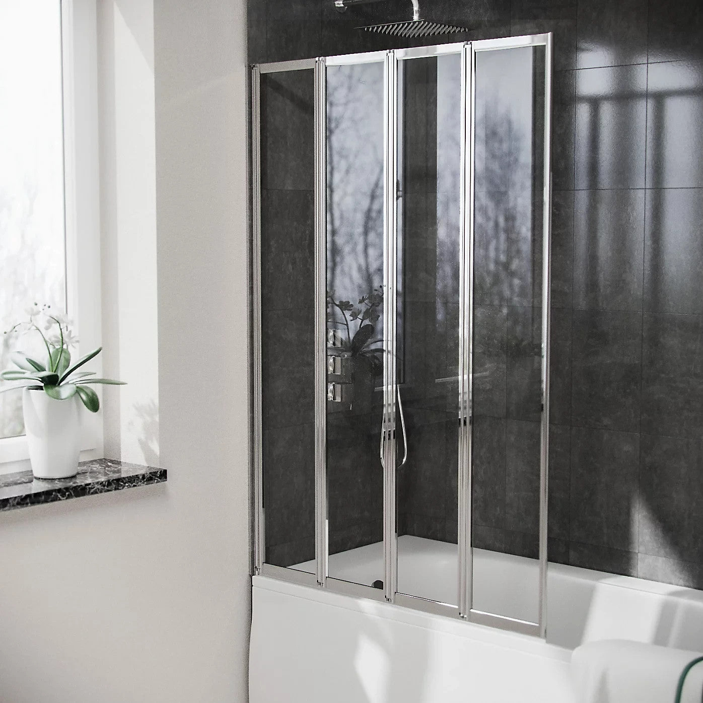 4 Folding Glass Panel Door Bath Shower Screen 4mm Thick
