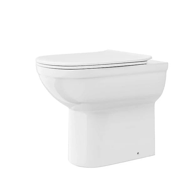 Aura Rimless Comfort Height Back To Wall Pan & Soft Close Toilet Seat - White 360w x 400h x 540d