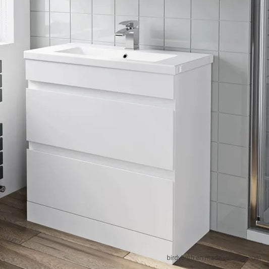 HARROW 800 Floorstanding Twin Drawer White Ceramic Basin 800w x 835h x 395d