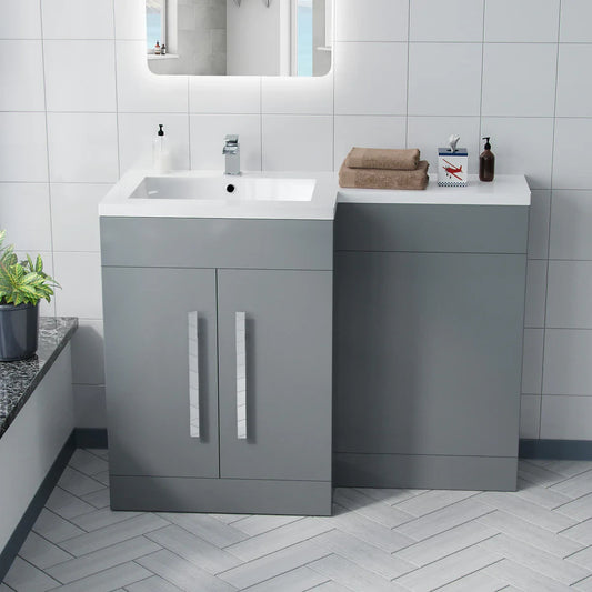 CAPRI 1100 Left Matt Grey Bathroom Resin Basin - 1100w x 820h x 450d