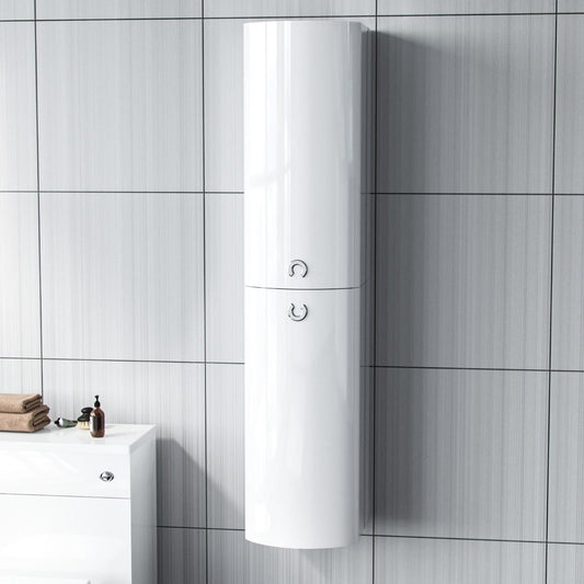 PARIS Bathroom Wall Hung Cabinet TALLBOY White - 320w x 1418h x 360d