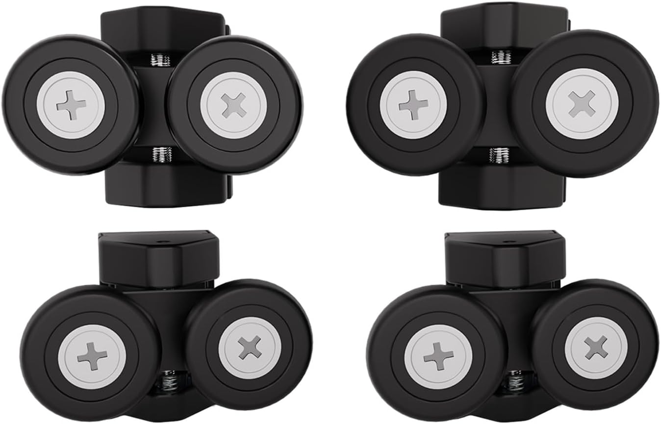 Nylon Double Wheel Set – Matt Black | 2 Upper & 2 Bottom Rollers (Per Pair)