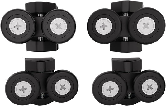 Nylon Double Wheel Set – Matt Black | 2 Upper & 2 Bottom Rollers (Per Pair)