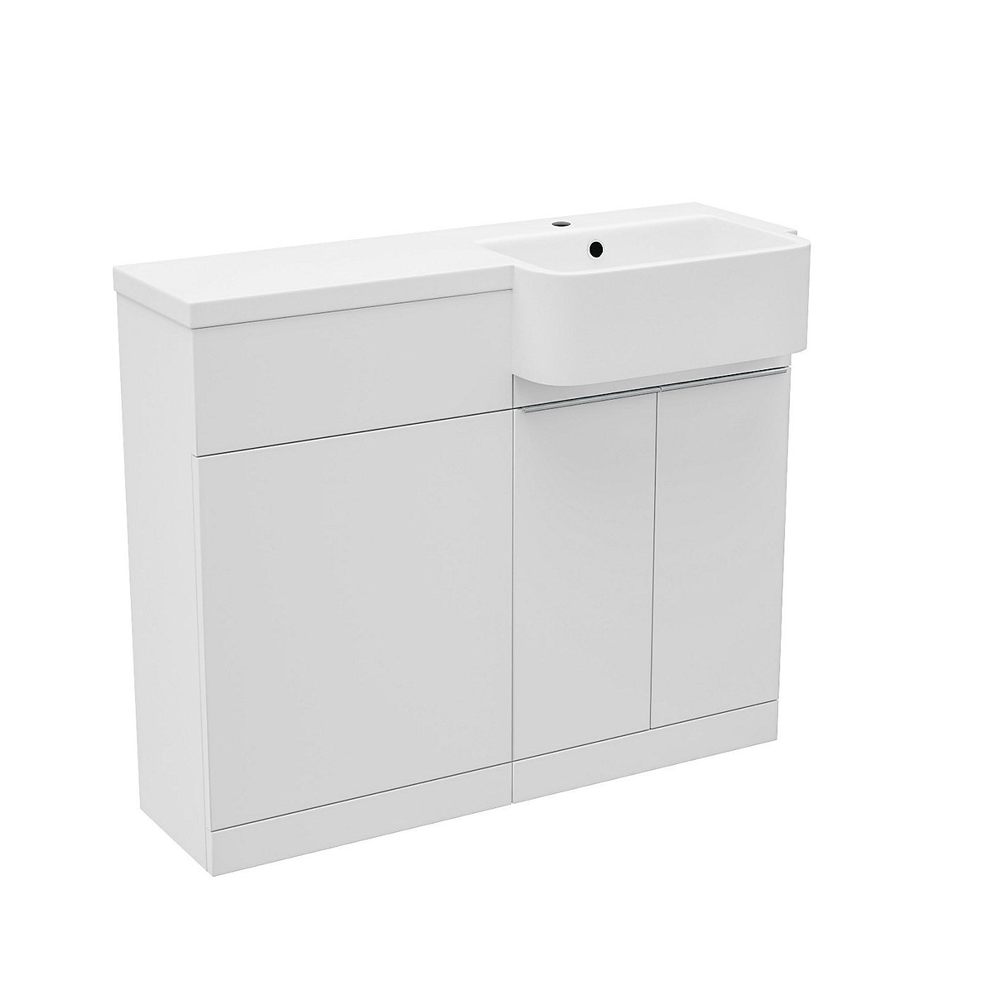 PRELIM 1000 Right Freestanding White Resin Basin - 996w x 845h x 380d