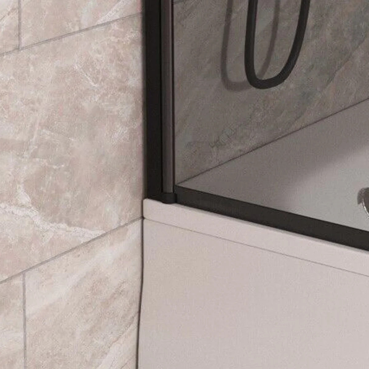 Radius Edge Bath Screen Grey 5mm Thick - Adjustment Size 790-805 - 800 x 1400mm