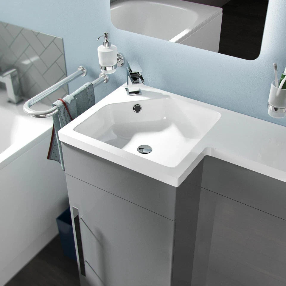 HARRIS 900 Left Matt Grey Bathroom Resin Basin - 900w x 840h x 380d