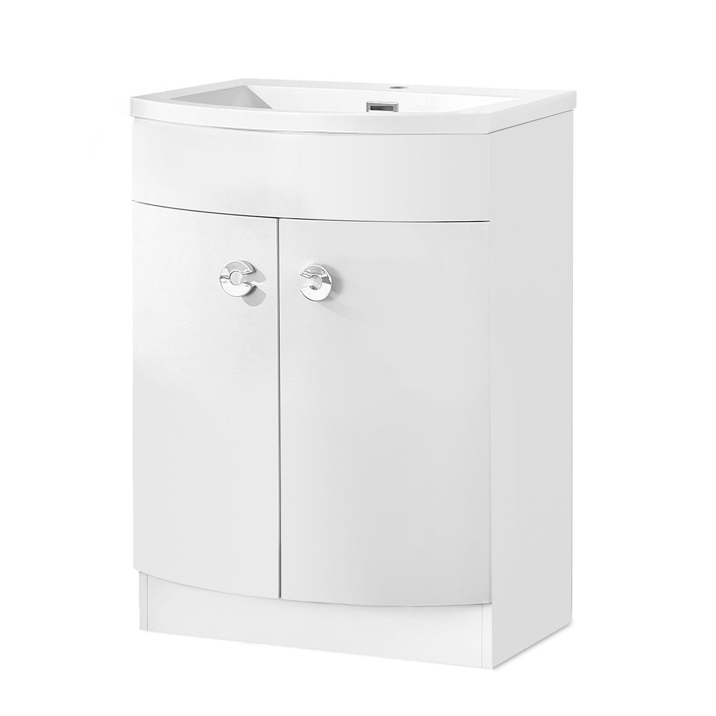 PARIS 600 Floorstanding White Bathroom Resin Basin - 600w x 825h x 460d