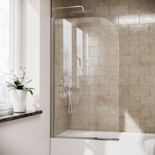 Radius Edge Bath Screen w/Towel Bar 5mm Thick - Adjustment 790-805 - 800x 1400mm