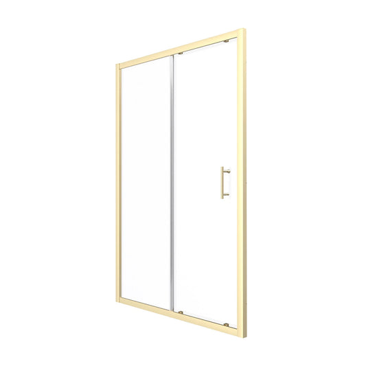 MARINA 6 Shower Slider Door 6mm Clear Glass Brushed Brass