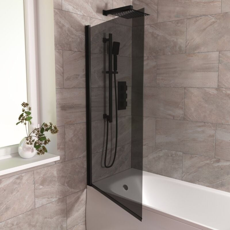 Square Edge Bath Screen Dark Grey - Adjustment size 790-805 - 800 x 1400mm
