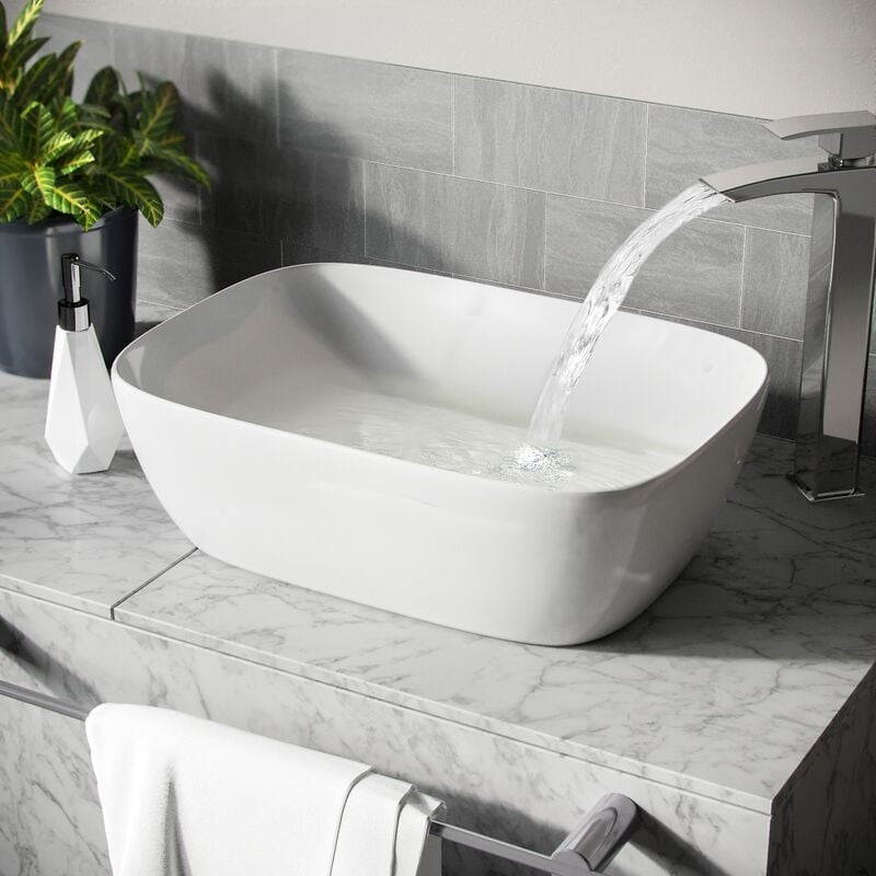Countertop Basin White 460w x 140h x 320d - Waste Not Included