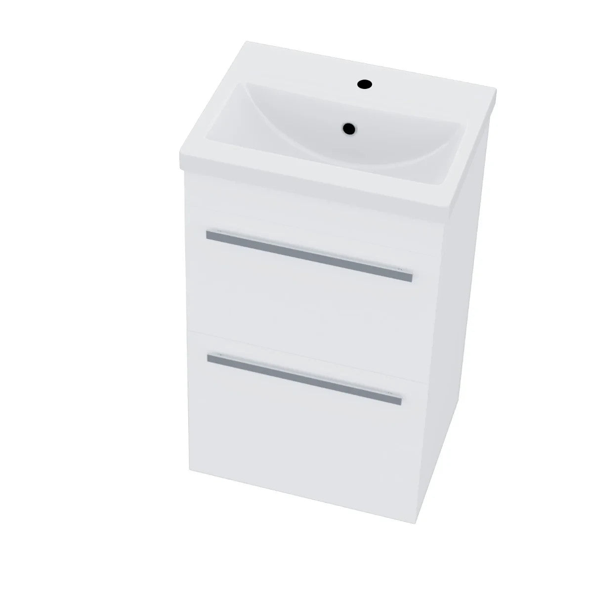 DEVON 500 Floorstanding Twin Drawers White Anthracite Basin - 510w x 830h x 395d